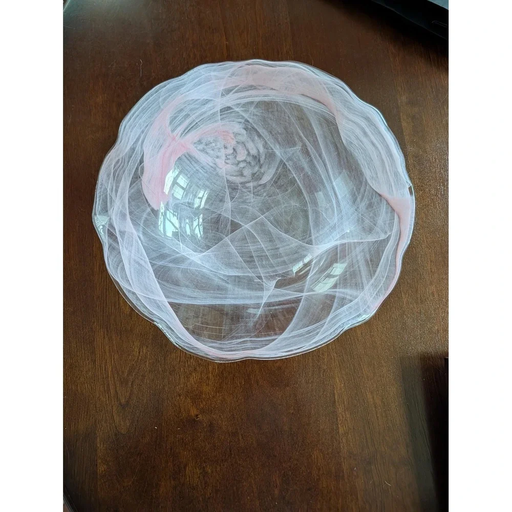 Budawi Glass Fountain Bowl Flower Rose Pink